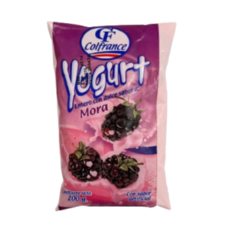 YOGURT ENTERO EN BOLSA SABOR MORA X 200ML - COLFRANCE