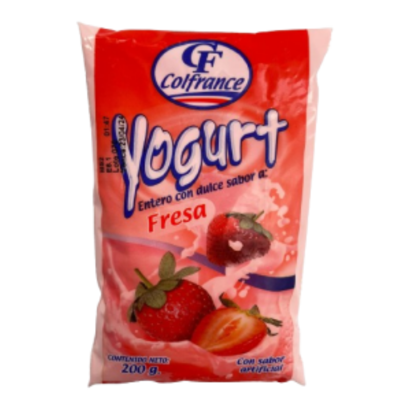 YOGURT ENTERO EN BOLSA SABOR FRESA X 200ML - COLFRANCE